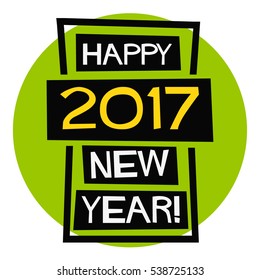 Happy 2017 New Year (Flat Style Vector Illustration Poster Design)
