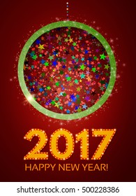 Happy 2017 New Year Flyer. Christmas Greeting Card. Vector illustration
