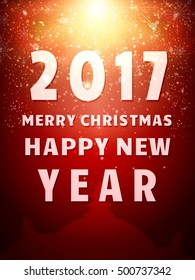 Happy 2017 New Year Flyer. Christmas Greeting Card. Vector illustration