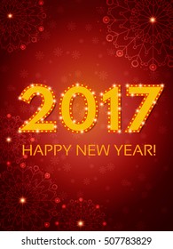 Happy 2017 New Year Flyer. Christmas Greeting Card. Vector illustration