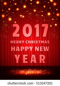 Happy 2017 New Year Flyer. Christmas Greeting Card. Vector illustration
