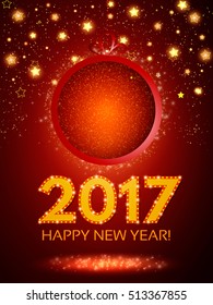 Happy 2017 New Year Flyer. Christmas Greeting Card. Vector illustration