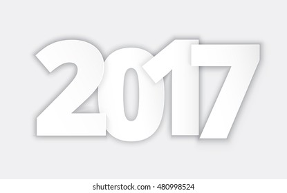 Happy 2017 new year. Vector paper illustration.