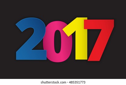 Happy 2017 new year. Vector paper illustration.
