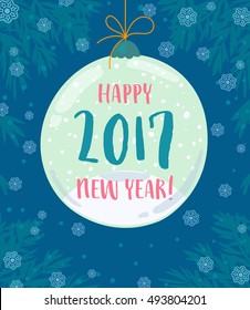 Happy 2017 New Year vector greeting card