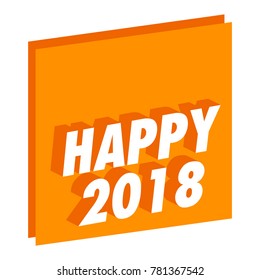 Happy 2018 in Flat Colours with 3D Style Shadow