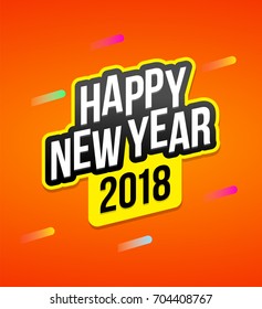 Happy 2018 new year dynamic celebration graphics.Vector design illustration