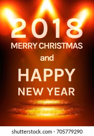 Happy 2018 New Year Flyer. Christmas Greeting Card. Vector illustration