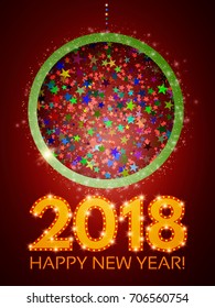 Happy 2018 New Year Flyer. Christmas Greeting Card. Vector illustration