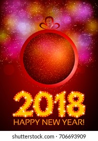 Happy 2018 New Year Flyer. Christmas Greeting Card. Vector illustration