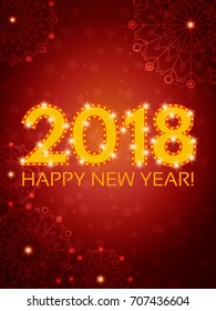 Happy 2018 New Year Flyer. Christmas Greeting Card. Vector illustration