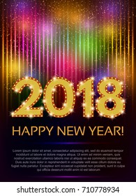 Happy 2018 New Year Flyer. Christmas Greeting Card. Vector illustration