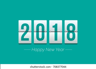 Happy 2018 new year vector score board in green illustration graphics design template