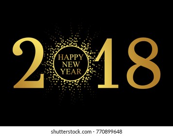 Happy 2018 new year. Vector circle with gold stars. Vector element for new year card