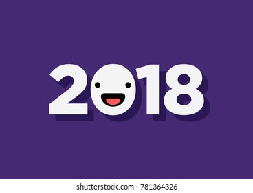 Happy 2018 Written With Smiley Face Wish