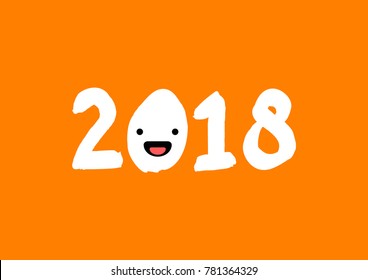Happy 2018 Written With Smiley Face Wish