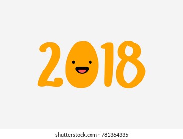 Happy 2018 Written With Smiley Face Wish