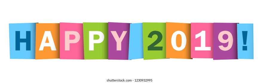 HAPPY 2019! colorful letters banner