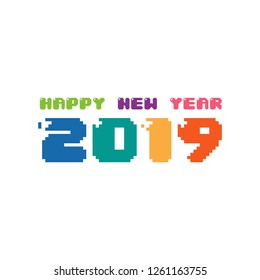 Happy 2019 new year card with motivation quotes for your posters, holidays flyers, greetings and invitations cards. Vector illustration. - Vector 