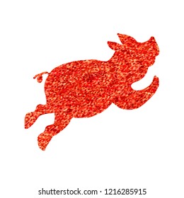 Happy 2019 new year with dancing pig. Vector
