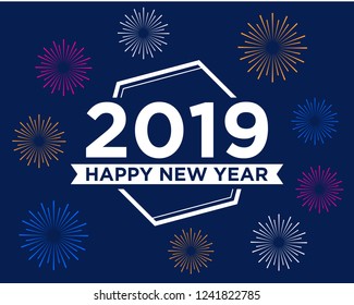 Happy 2019 New Year. Holiday Vector Illustration With Lettering