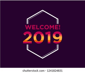 Happy 2019 New Year. Holiday Vector Illustration With Lettering