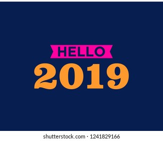 Happy 2019 New Year. Holiday Vector Illustration With Lettering