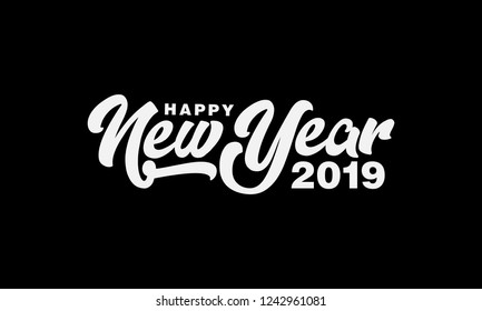 Happy 2019 new year vector illustrations for your seasonal holidays card, greetings and invitations cards and christmas themed congratulations and banners. Vector illustration.
