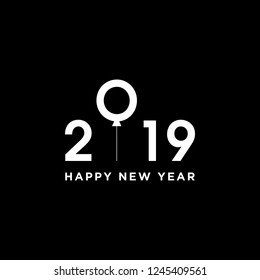 Happy 2019 new year vector illustration with balloons typography. 2019 lettering vector illustrations