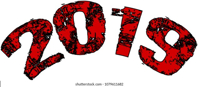 Happy 2019 text sign illustration
