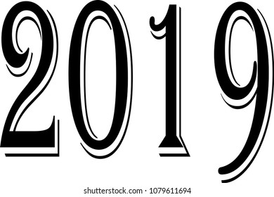 Happy 2019 text sign illustration