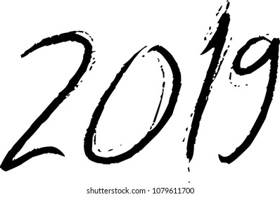 Happy 2019 text sign illustration