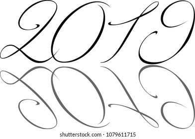 Happy 2019 text sign illustration