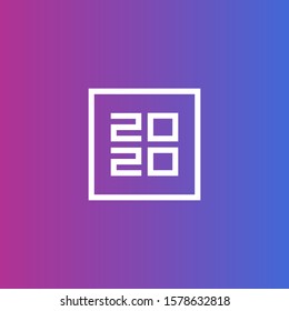 Happy 2020 New Year Background. Backdrop or wallpaper Holiday Vector Illustration for greeting card, poster, invitation, calendar, event, promotion, etc. Simple design linear white color