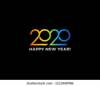 Happy 2020 new year banner in black background style for modern template holidays flyers, greetings and invitations, christmas and cards. Vector illustration.