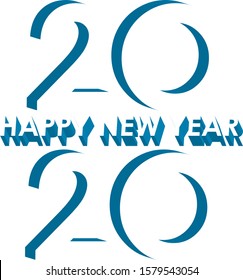 Happy 2020 new year blue colour pop style design for your seasonal holidays flyers, greetings and invitations, christmas themed congratulations and cards. Vector illustration.