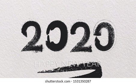 Happy 2020 new year card in paper style for your seasonal holidays flyers, greetings and invitations cards and christmas themed congratulations and banners. Vector illustration.
