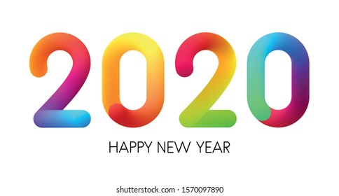 Happy 2020 New Year colorful gradient 3d letters. Letters composed of trendy blend. Christmas decoration - Vector