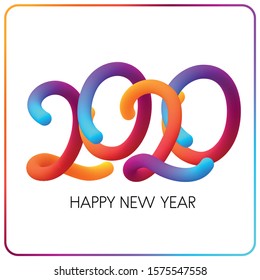 Happy 2020 New Year colorful gradient 3d lettering. Letters composed of trendy blend. Christmas decoration - Vector