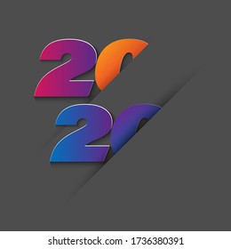 Happy 2020 new year  colorful banner in paper style for use to, greetings and invitations, Christmas themed congratulations and cards. Vector illustration.
