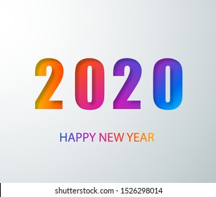 Happy 2020 new year colour banner in paper style. 2020 modern text vector design for your seasonal holidays flyers, greetings and invitations, christmas themed congratulations and cards. Vector illust