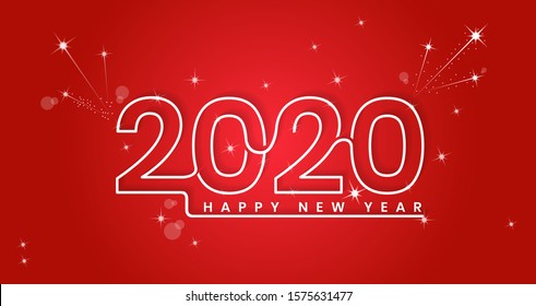 Happy 2020 new year colour banner in paper style for your seasonal holidays flyers, greetings and invitations, Christmas themed congratulations and cards. Vector illustration