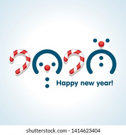 Happy 2020 new year! Composition from figures 2020 text design pattern on light background for execution of calendars, brochures, daily logs for website, annual report, poster, card, banner.