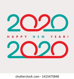 Happy 2020 new year! Composition from figures tape numbers 2020 text design pattern on light background for execution of calendars, brochures, daily logs for website, annual report, poster, card, bann