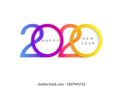 Happy 2020 new year elegant greeting card for your seasonal holidays banners, flyers, invitations, christmas themed congratulations, banners, posters, placards. Vector illustration.