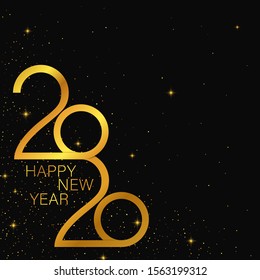 Happy 2020 New Year Golden Banner. Vector Template Design 