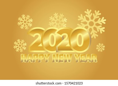 Happy 2020 new year golden papercut banner in paper style for your seasonal holidays flyers, greetings and invitations for your cool winter holidays, happy themes and cards. Vector illustration.