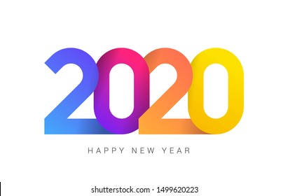 Feliz 2020 año nuevo banner color fondo blanco para tus vacaciones de temporada volantes, saludos e invitaciones, felicitaciones y tarjetas temáticas de Navidad. Ilustración vectorial.