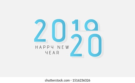 Happy 2020 new year insta colour banner in paper style. Vector Illustration