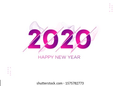 Happy 2020 new year insta colour with smoke banner in paper style for your seasonal holidays flyers, greetings and invitations, christmas themed congratulations and cards. Vector illustration.T